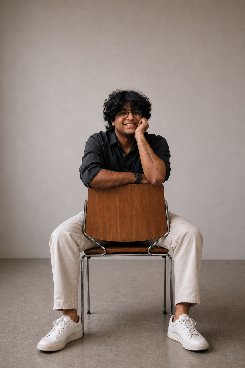 pratyush, mid-laugh, somewhere with trees